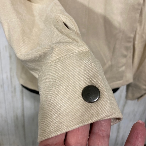 𝅺paper Crane Moto style asymmetrical jacket NWT cream tan size Medium - Picture 5 of 9